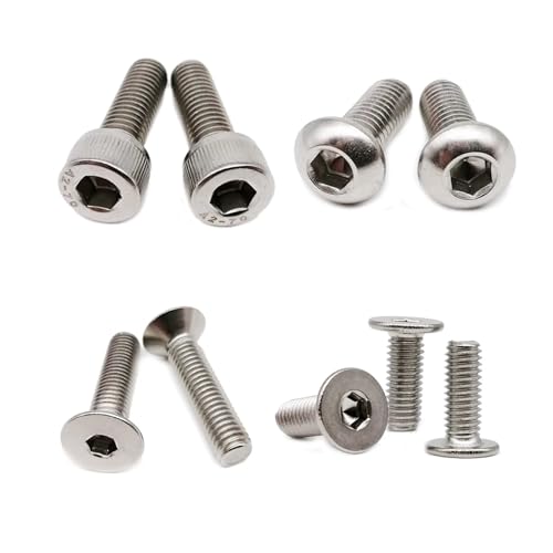 1140-teiliges Sortimentskit mit Sechskant-Innensechskantkappen, Flachkopfschrauben, Bolzen, Muttern und Unterlegscheiben aus Edelstahl 304, M2, M3, M4, M5(Ultra thin head) von SAPIIKEF