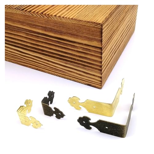 12 Stück Dekorativer Eckenschutz Kantenschutz for Schmuckkiste Weingeschenkbox Holzkiste Tisch Schreibtisch Bronze Golden + Nägel(C 47mm golden) von SAPIIKEF