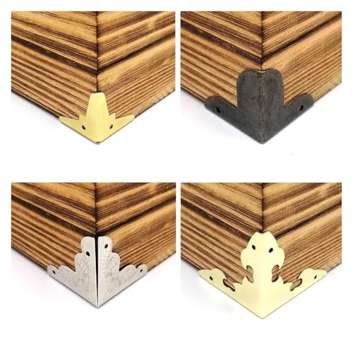 12 Stück antike Eckschützer aus Eisen – dekorative Vintage-Klammern for Schmuckschatullen, Bilderrahmen und DIY-Holzprojekte (5 Größen)(D 30mm golden) von SAPIIKEF