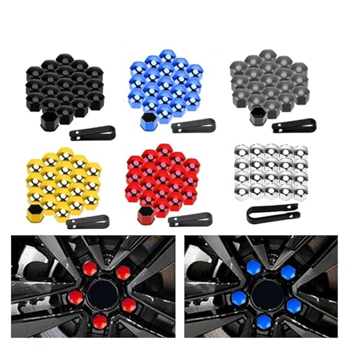 17mm Car Wheel Nut Caps Protection Covers Caps Anti-Rust Auto Hub Screw Cover Car Tyre Nut Bolt Exterior Decoration(Gray) von SAPIIKEF