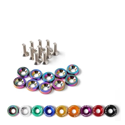 1Set Billet Aluminium Fender Bumper Washer Bolzen Motor Bay Schraube Dress Up Kit JDM M6x20mm Schrauben(Silver) von SAPIIKEF