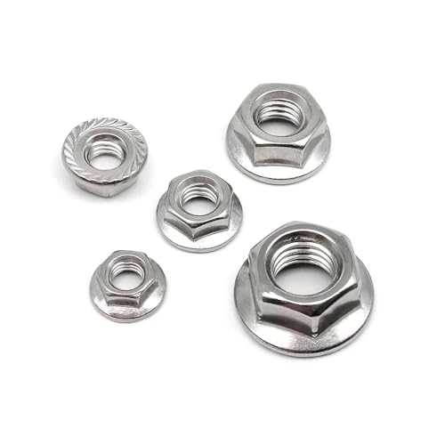 2/10X M4 M5 M6 M8 M10 M12 Umgekehrtes Linksgewinde 304 A2 Edelstahl Sechskant Sechskant Gezähntes Schloss Spinlock Flanschmutter(2pcs M10) von SAPIIKEF