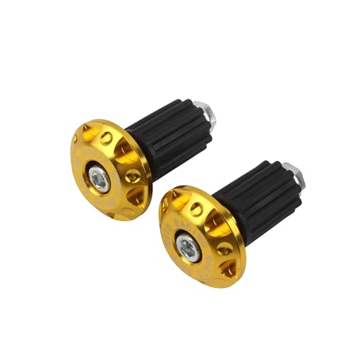 2 STÜCKE CNC Lenkerenden Griffe for 16-18mm Motorrad Lenker Gegengewicht Stecker Slider Dirt Bike Zubehör(Gold) von SAPIIKEF