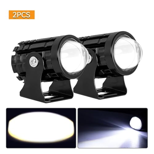 2 stücke Motorrad Scheinwerfer 12V Hohe Helle Led-leuchten Lampe for Motorrad Moto Hilfs Scheinwerfer(2PC White No Switch) von SAPIIKEF