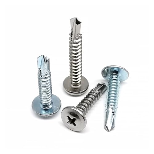 20 Stück M4.2 M4.8 Kreuzrundkopf mit Unterlegscheibe, Bohrschwanz, selbstschneidende Schraube for Eisen-Aluminiumplatte, 410 Edelstahl(Carbon steel,4.2x13) von SAPIIKEF