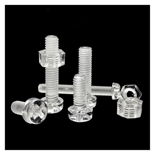 25 Sätze Acryl Klar transparent Kunststoff Nylon M3 M4 Durchmesser 3 4mm Rund Pan Kreuzschlitzschraube Bolzen mit Sechskantmutter(M4x20mm with nut) von SAPIIKEF