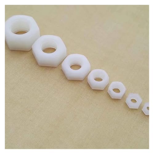 25x M2 M2.5 M3 M4 M5 M6 M8 M10 M12 Marke Neue Schwarz Weiß Nylon Kunststoff Isolierung Metrisches Gewinde Hex Hexagon mutter for Bolzen Schraube(WHITE,M12) von SAPIIKEF