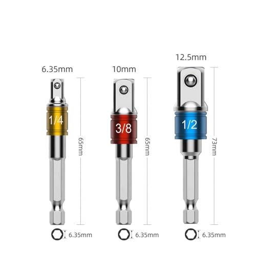 3 STÜCKE Farbe Stahlkugel Verlängerungsstange Elektrischer Steckschlüssel Umbauwerkzeug Set Quadrat Adapterstange Elektrische Bohrmaschine Verlängerungsstange(Silver) von SAPIIKEF