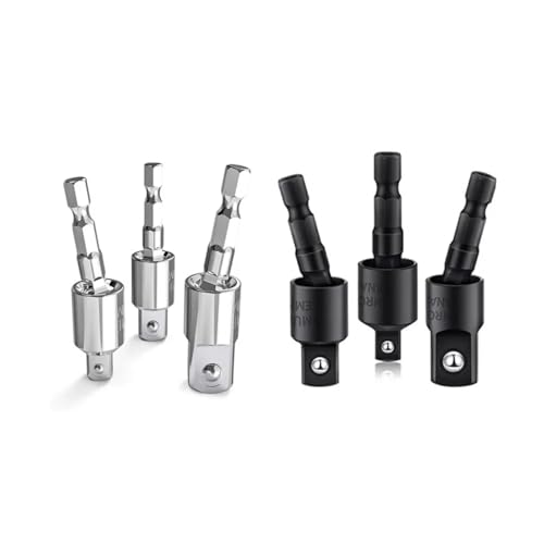 3 Stück 360°-Bohrschrauber-Hülse, Universaladapter, Sechskantgriff auf Vierkantkopf, Drehadapter, Verbindungsstange(T1030-3pc-Silver) von SAPIIKEF