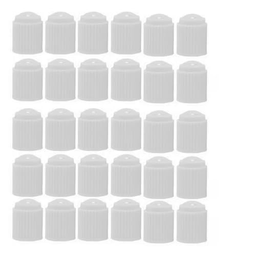 30 STÜCKE Reifenventile ABS-Kunststoff Auto Fahrrad Reifen Ventilkappe Staubkappe Rad Reifen Ventilschaftkappen Abdeckungen Staubventil for Auto(White 30PCS) von SAPIIKEF