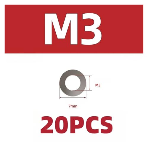 304 Din125 Edelstahl-Unterlegscheibe M3 M4 M5 M6 M8 Edelstahl-Schallscheibe Schraube Unterlegscheibe Bolzen Metallscheibe(M3 20PCs) von SAPIIKEF