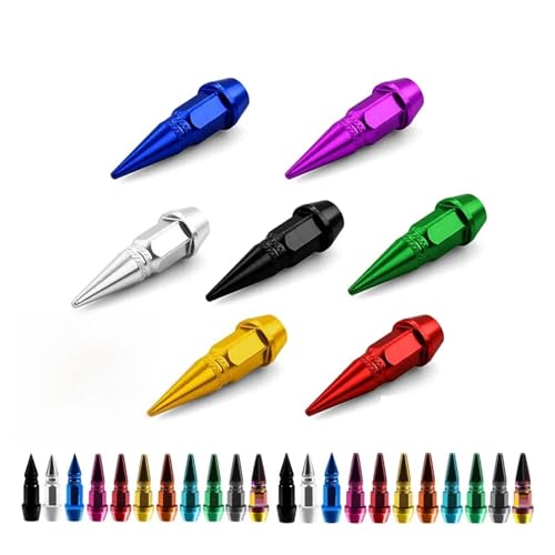 4 Stück/Set 45 mm Spike-Ventilkappen, staub- und wasserdichte Reifenventilkappen aus Aluminium, geeignet for Autos, LKWs und Motorräder(Silver) von SAPIIKEF