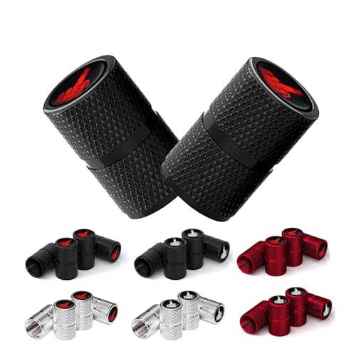 4 Stück/Set Reifenventilkappen, Metall-Luftventilkappe, Radkappen for Autos, LKWs, Fahrräder, Motorräder, Fahrräder(Silver-Black Red) von SAPIIKEF