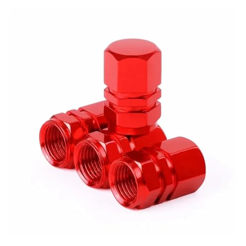 4 stücke Bikes Rad Reifen Ventil Kappen Reifen Felge Stem Abdeckungen Auto Staubdicht Reifen Kappe for Autos Motorräder Lkw(Red) von SAPIIKEF