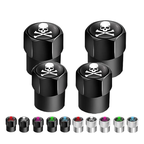 4-teilige Ventilkappen – Aluminium mit Gummiring, Staubschutz for Reifen, Felgen, passend for Auto, LKW, Fahrrad, Motorrad, Fahrrad(Silver-Black Purple) von SAPIIKEF