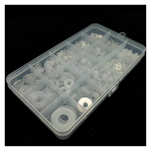 415/1085 Stück M2 M2.5 M3 M4 M5 M6 M8 M10 M12 Kunststoff PVC Transparent Klar Flache Unterlegscheibe Einfacher Abstandshalter Isolierung Dichtungsring Kit Box(Hard 415pcs) von SAPIIKEF