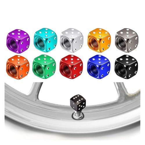 4Pcs/Set Aluminum Car Truck Motocycle Bike Dice Wheel Stem Tyre Tire Wheel Stem Air Valve Dust Cap Cover(Gold) von SAPIIKEF