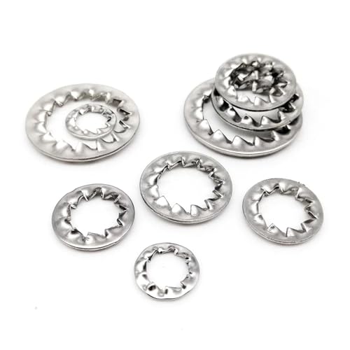 5/10/50 Stück M2 M2.5 M3 M4 M5 M6 M8 M10 M12 - M24 304 Edelstahl Innenverzahnte Fächerscheibe Rüttelfeste Dichtung(10pcs M10) von SAPIIKEF