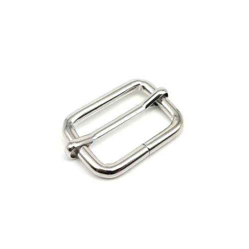 5 Stück Hochwertiger, verdickter Leder-Taschen-Rucksack-Schultergurt, rechteckiger Tri-Glide-Einstellrollen-Dornschließe, Schieber, O-Ring(Silver,Inner wide 51mm) von SAPIIKEF