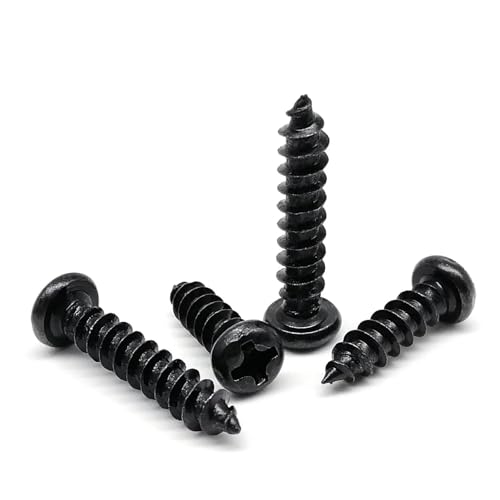 50/100 Stück M1 M1.2 M1.4 M1.7 M2 M2.3 M2.6 M3 M3.5 M4 Schwarzstahl Kleiner Linsenkopf Kreuzrundkopf Selbstschneidende Holzschraube(12mm,100pcs M3) von SAPIIKEF