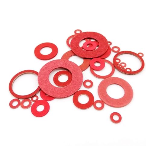 50/200 Stück M2 M2.5 M3 M4 M5 M6 M8 M10 M12 M14 M16 Isolierende Unterlegscheibe aus rotem Stahlpapier, Isolierung, einfache Dichtung, Pad, Ring, Abstandshalter(200pcs M4x10x0.8mm) von SAPIIKEF