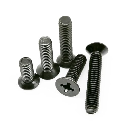 50 Stück M1 M1.2 M1.4 M1.6 M2 M2.5 M3 M3.5 M4 GB819 Mini-Senkkopfschraube aus schwarzem Kohlenstoffstahl(12mm,M2) von SAPIIKEF