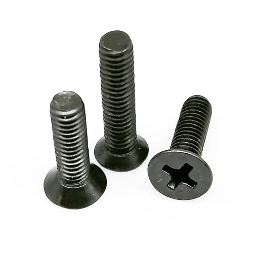 50 Stück M1 M1.2 M1.4 M1.6 M2 M2.5 M3 M3.5 M4 Winzige kleine Mikro-Kreuzschlitzschrauben aus schwarzem Stahl mit flachem Senkkopf, L = 2–30 mm(12mm,M1.6) von SAPIIKEF