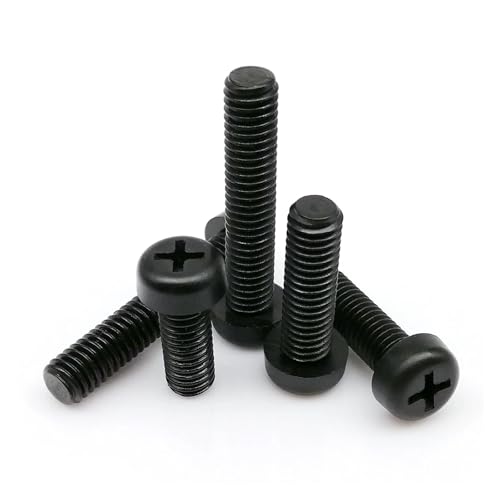 50 Stück M2 M2.5 M3 M4 L = 5-25 mm GB818 Schwarz Nylon Kunststoff Isolierende Kreuzschlitz-Pfannenrundkopfschraube Bolzen(5mm,50pcs M2.5) von SAPIIKEF