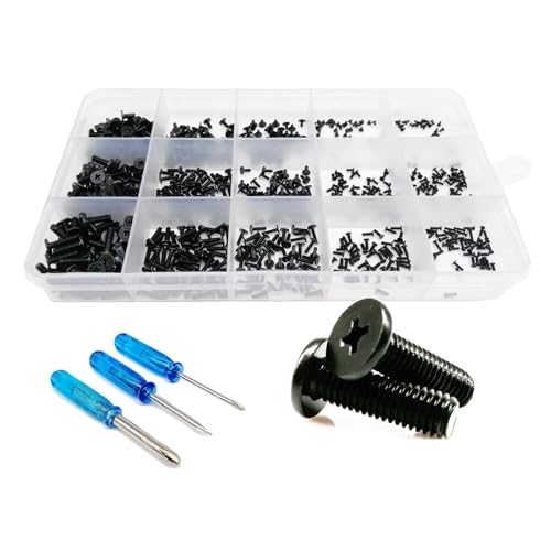 500/750-teiliges M1.2-M3-Mikroschrauben-Set – ultradünne Waferkopfschrauben for die Reparatur von Laptops/Telefonen/Brillen (silberner und schwarzer Kohlenstoffstahl)(Set C 500pcs silver) von SAPIIKEF