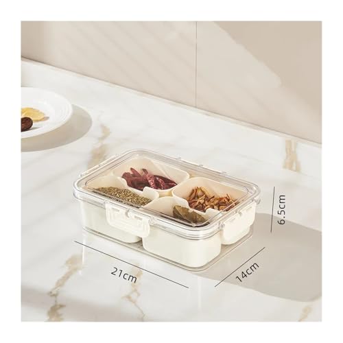 8 Grids Unterteilt Serviertablett Lagerung Box Küche Tragbare Sub-Format Gewürz Separator Box Frischhalten Snack Obst(4 Grid) von SAPIIKEF