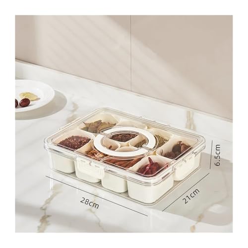 8 Grids Unterteilt Serviertablett Lagerung Box Küche Tragbare Sub-Format Gewürz Separator Box Frischhalten Snack Obst(8 Grid) von SAPIIKEF