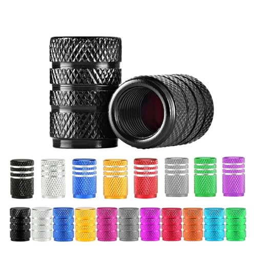 AUTCOAT 4 Stück/Set Reifenventilkappen aus Aluminium for Autos, staubdichte Kappen, Reifen, Rad, Ventilkappen(C0646-Silver) von SAPIIKEF