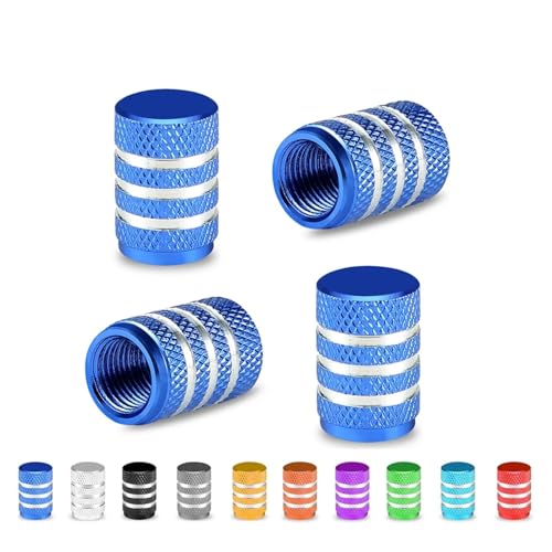 AUTCOAT 4 Stück Aluminium-Ventilkappen for Autoräder, Reifen, Felgen, Ventilkappen, Airdust, wasserdicht, for Autos, Motorräder, LKWs, Fahrräder(Silver) von SAPIIKEF