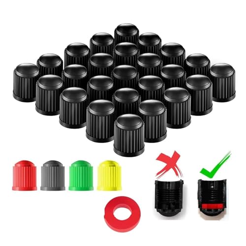 AUTCOAT Reifenventilkappen mit O-Gummiring, universelle Ventilkappen for Autos, SUVs, Fahrräder, LKWs, Motorräder(Red-25Pcs) von SAPIIKEF