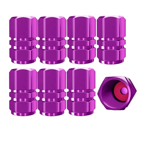 AUTCOAT Ventilkappen for Autoräder, Reifen, Felgen, Ventilkappen aus Aluminiumlegierung, staubdichte Reifenkappe for Autos, Motorräder, LKWs, Fahrräder(Purple-8Pcs) von SAPIIKEF