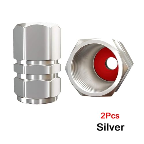 AUTCOAT Ventilkappen for Autoräder, Reifen, Felgen, Ventilkappen aus Aluminiumlegierung, staubdichte Reifenkappe for Autos, Motorräder, LKWs, Fahrräder(Silver-2Pcs) von SAPIIKEF