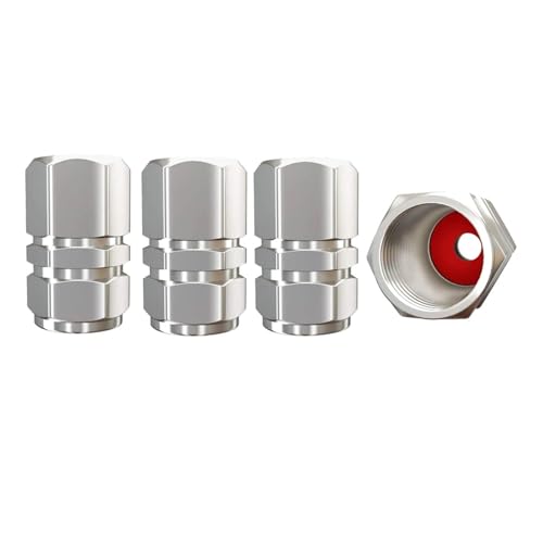 AUTCOAT Ventilkappen for Autoräder, Reifen, Felgen, Ventilkappen aus Aluminiumlegierung, staubdichte Reifenkappe for Autos, Motorräder, LKWs, Fahrräder(Silver-4Pcs) von SAPIIKEF