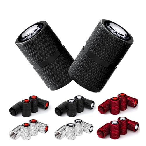 Aluminium-Reifenventilkappen, universelle staubdichte Schaftabdeckungen for Autos, LKWs, Fahrräder, Motorräder, Fahrräder, beständig(Silver-Black White) von SAPIIKEF