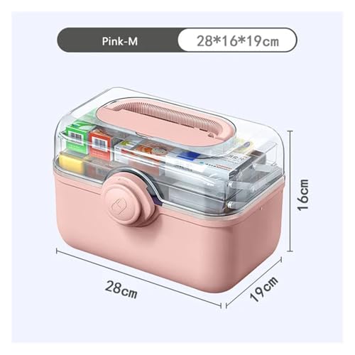 Große Kapazität Familie Medizin Organizer Box Tragbare Erste Hilfe Kit Medizin Lagerung Boxen Organizer Kunststoff Organisation Hause(Pink-M) von SAPIIKEF