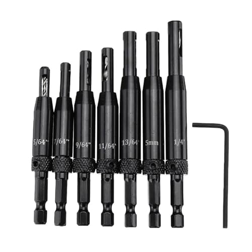 JUSTINLAU Aluminiumlegierung Selbstzentrierende Türscharniere Bohrer Locher Holzbearbeitung Reibwerkzeug Senker Bohrer(7pcs-set) von SAPIIKEF