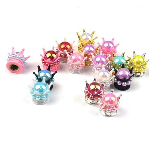 Kronen-Reifenventilkappen, robuste, handgefertigte Kronen-Reifenkappen mit Kristall-Strasssteinen for Autos, LKWs, SUVs und Fahrräder(Silver Red) von SAPIIKEF