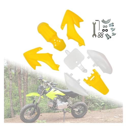 Kunststoff-Verkleidungs-Bodykits passend for CRF50 XR50, for CRF 50 Pit Dirt Motor Trail Bike 50cc 70cc 90cc 110cc 125cc 140(Yellow with white) von SAPIIKEF