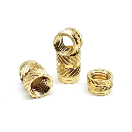 M1 bis M6 Einbettungseinsatzmutter aus massivem Messing und Kupfer for Heißschmelz-Spritzguss, 3D-Druck, Doppelköper-Rändelgewinde(Length 5mm,M3(OD 4.5mm) 50pcs) von SAPIIKEF