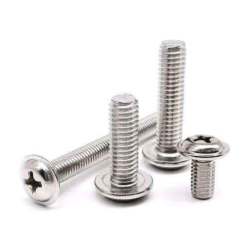 M1.4 M1.6 M2 M2.5 M3 M4 M5 M6 304 A2-70 Edelstahl PWM DIN967 Kreuzschlitz-Rundkopfschraube mit Unterlegscheibe(60mm,M6 10pcs) von SAPIIKEF