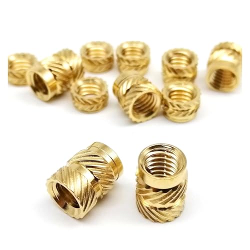 M2 M2.5 M3 M4 M5 M6 M8M10 Messing Kupfer Einbettungseinsatzmutter for Heißschmelz-Wärmespritzguss 3D-Druck Doppelköper Rändelgewinde(Length 10mm,25pcs M4(OD 5.5mm)) von SAPIIKEF