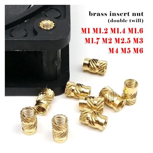 M2 bis M10 Einbettungseinsatzmutter aus massivem Messing und Kupfer for Heißschmelz-Spritzguss, 3D-Druck, Doppelköper-Rändelgewinde(Length 4mm,M2.5(OD 4mm) 50pcs) von SAPIIKEF