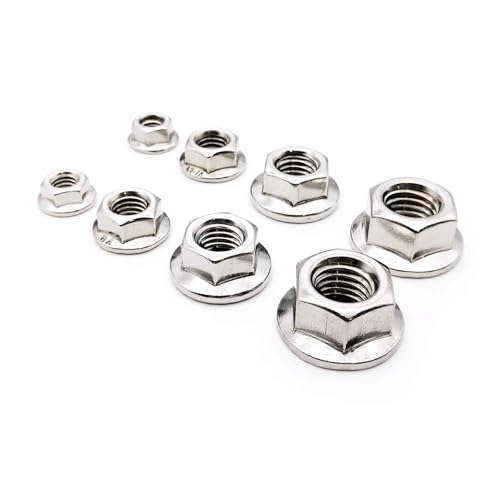 M3 M4 M5 M6 M8 M10 M12 Edelstahl Metrisches Gewinde Sechskant Sechskantkopf Gezähnte Spinlock Flanschmutter Kontermutter DIN6923(25pcs M6) von SAPIIKEF