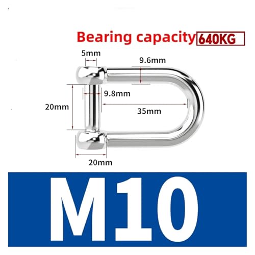 M5 M6 M8 M10 M12 Gerade Dee Schäkel Kurze 304 Edelstahl Brechen Innensechskantschraube D Schäkel Haken Boot Rigging(D-M10-1Pcs) von SAPIIKEF
