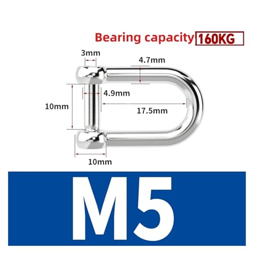 M5 M6 M8 M10 M12 Gerade Dee Schäkel Kurze 304 Edelstahl Brechen Innensechskantschraube D Schäkel Haken Boot Rigging(D-M5-1Pcs) von SAPIIKEF