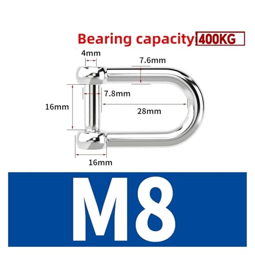 M5 M6 M8 M10 M12 Gerade Dee Schäkel Kurze 304 Edelstahl Brechen Innensechskantschraube D Schäkel Haken Boot Rigging(D-M8-1Pcs) von SAPIIKEF